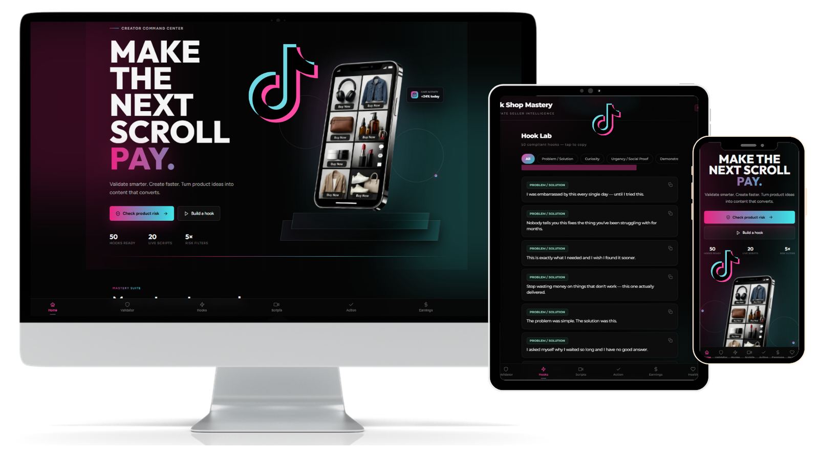 Tok Shop Mastery shown on desktop, tablet and phone